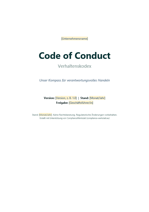 Code of Conduct Vorlage
