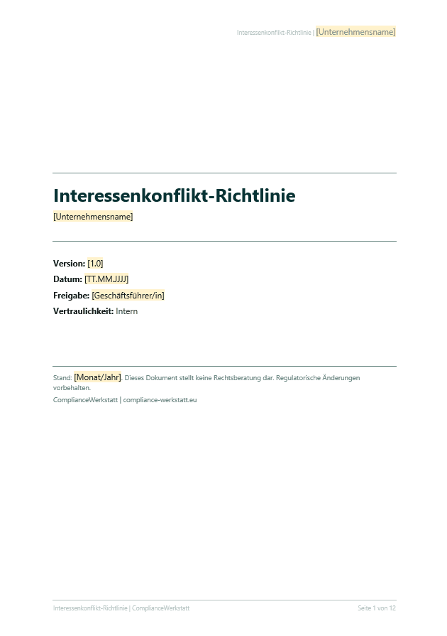 Interessenkonflikt Richtlinie