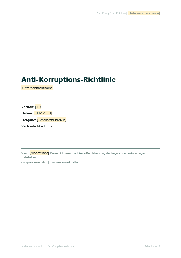 Compliance Richtlinien Set