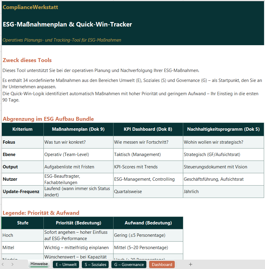 ESG-Maßnahmenplan & Quick-Win-Tracker – Thumbnail 2